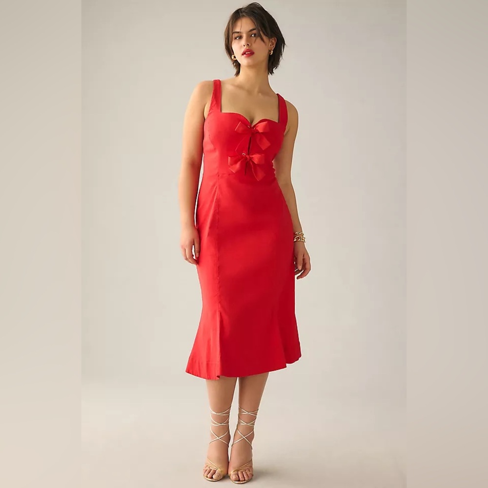 ANTHROPOLOGIE Sweetheart Bow Dress NWT Size Large Petite